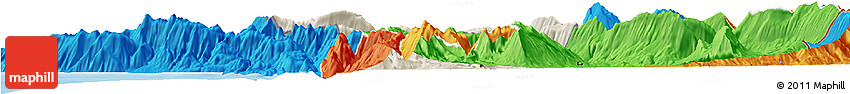 Shaded Relief Horizon Map of Tepelenë, political outside