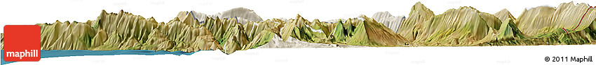 Shaded Relief Horizon Map of Tepelenë, satellite outside