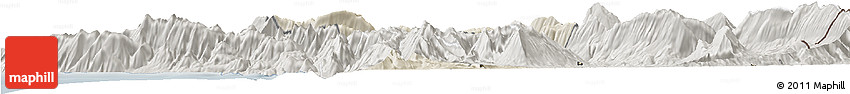 Shaded Relief Horizon Map of Tepelenë, semi-desaturated
