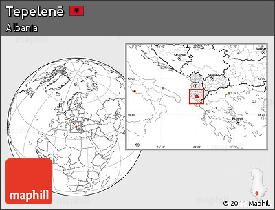 Blank Location Map of Tepelenë, highlighted country