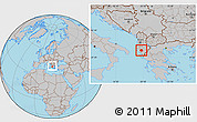 Gray Location Map of Tepelenë, within the entire country