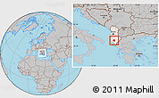 Gray Location Map of Tepelenë, highlighted country, within the entire country