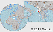 Gray Location Map of Tepelenë, highlighted country, hill shading