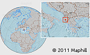 Gray Location Map of Tepelenë, hill shading