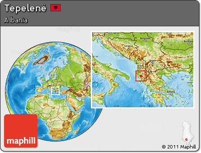 Physical Location Map of Tepelenë, within the entire country