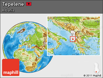 Physical Location Map of Tepelenë, highlighted country, within the entire country
