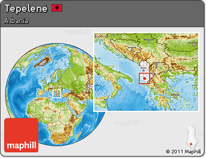 Physical Location Map of Tepelenë, highlighted country, within the entire country