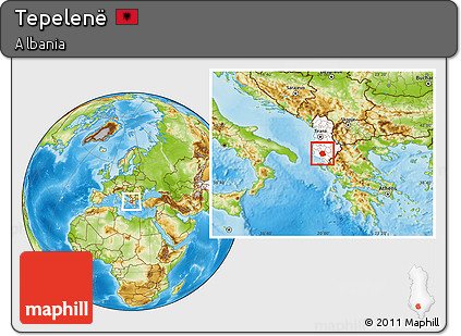 Physical Location Map of Tepelenë, highlighted country