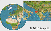 Satellite Location Map of Tepelenë, within the entire country