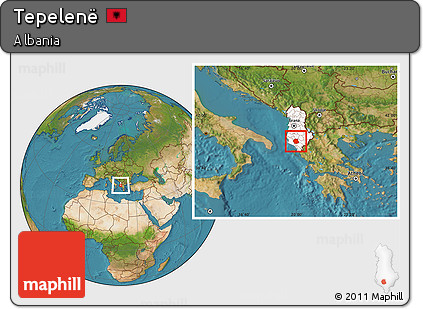 Satellite Location Map of Tepelenë, highlighted country