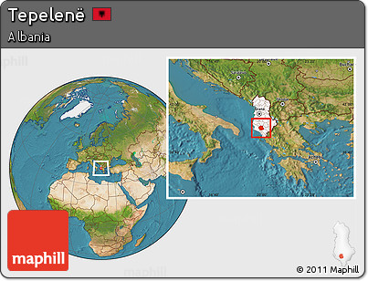 Satellite Location Map of Tepelenë, highlighted country