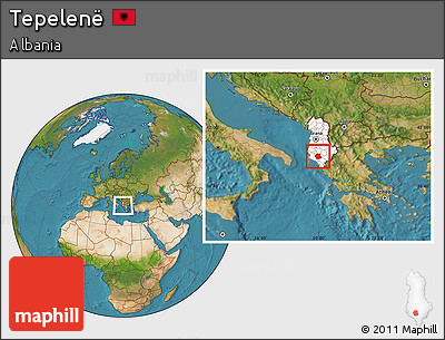 Satellite Location Map of Tepelenë, highlighted country