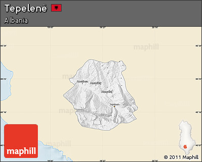 Classic Style Map of Tepelenë, single color outside