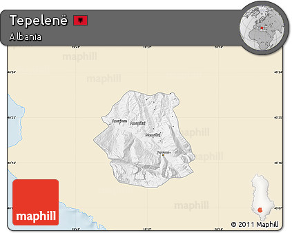 Classic Style Map of Tepelenë, single color outside