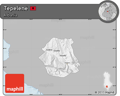 Gray Map of Tepelenë, single color outside