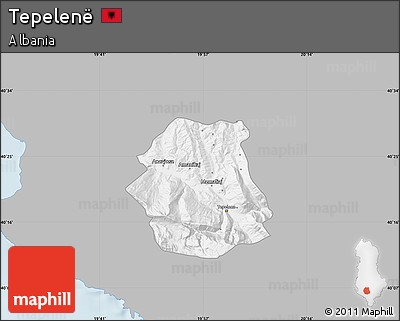 Gray Map of Tepelenë, single color outside