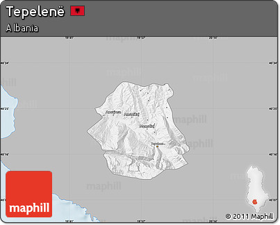 Gray Map of Tepelenë, single color outside
