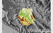 Physical Map of Tepelenë, darken, desaturated