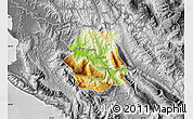 Physical Map of Tepelenë, desaturated