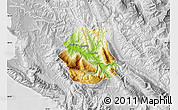 Physical Map of Tepelenë, lighten, desaturated