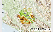 Physical Map of Tepelenë, lighten