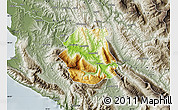 Physical Map of Tepelenë, semi-desaturated