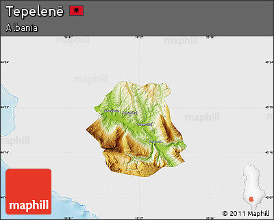 Physical Map of Tepelenë, single color outside