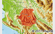 Political Map of Tepelenë, physical outside