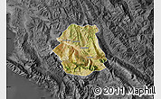 Satellite Map of Tepelenë, darken, desaturated