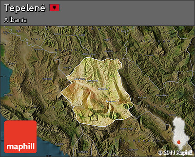 Satellite Map of Tepelenë, darken