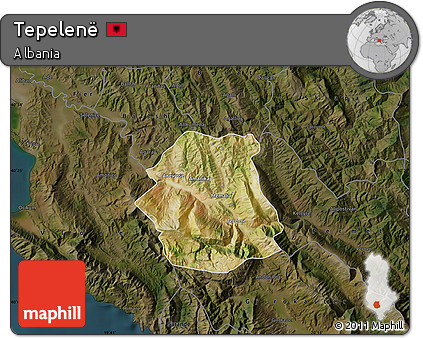 Satellite Map of Tepelenë, darken