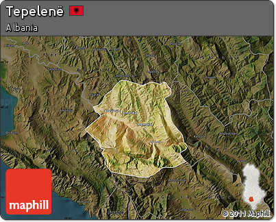 Satellite Map of Tepelenë, darken