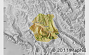 Satellite Map of Tepelenë, lighten, desaturated