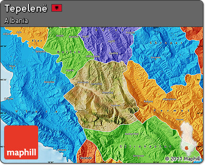 Satellite Map of Tepelenë, political outside