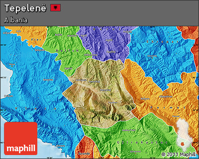 Satellite Map of Tepelenë, political outside