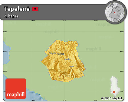 Savanna Style Map of Tepelenë, single color outside