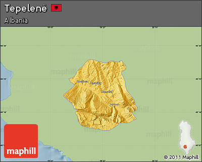 Savanna Style Map of Tepelenë, single color outside