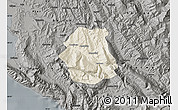 Shaded Relief Map of Tepelenë, darken, semi-desaturated