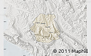 Shaded Relief Map of Tepelenë, lighten, semi-desaturated