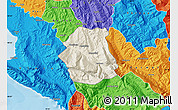 Shaded Relief Map of Tepelenë, political outside