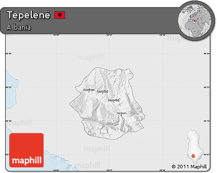 Silver Style Map of Tepelenë, single color outside