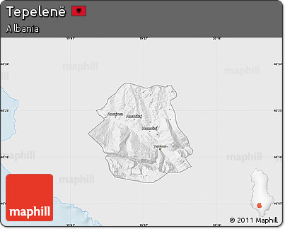 Silver Style Map of Tepelenë, single color outside