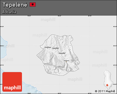 Silver Style Map of Tepelenë, single color outside