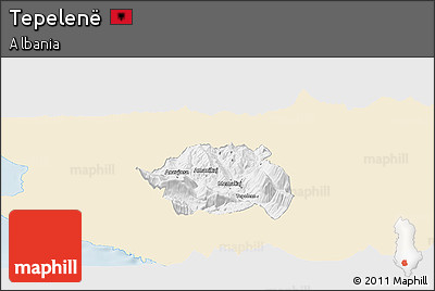 Classic Style Panoramic Map of Tepelenë, single color outside