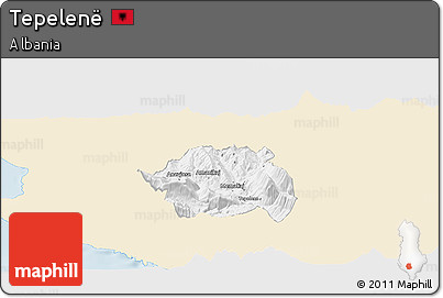 Classic Style Panoramic Map of Tepelenë, single color outside