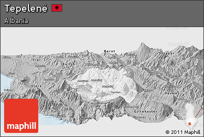 Gray Panoramic Map of Tepelenë