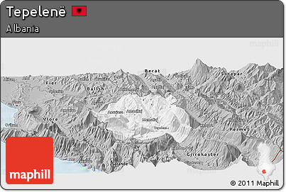 Gray Panoramic Map of Tepelenë