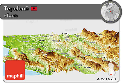 Physical Panoramic Map of Tepelenë