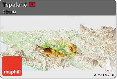 Physical Panoramic Map of Tepelenë, lighten