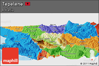 Physical Panoramic Map of Tepelenë, political outside